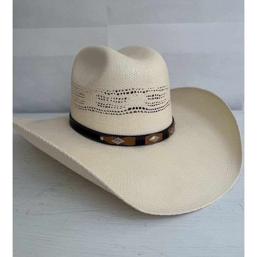 Summit Hats Straw Western Cowboy Hat 7 3/8 Ivory Vented Cattleman Made Mexico
